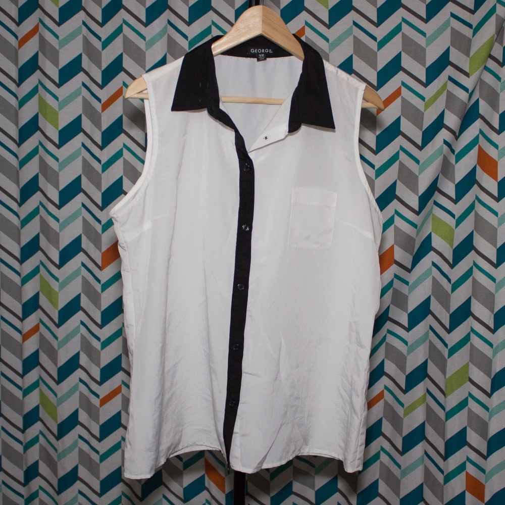 2/$10 or 4/$15!  George Button-Up Sleveless Blouse